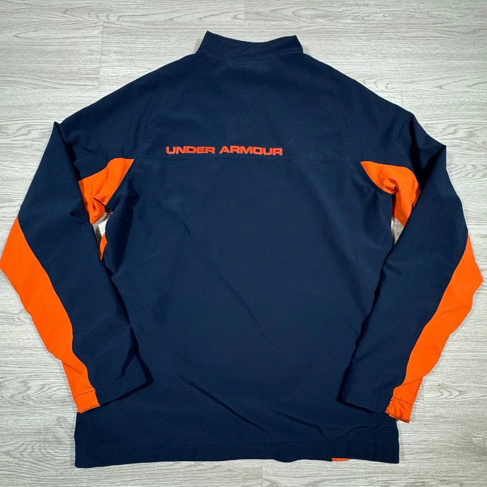 Under Armour Mens Track‎ Jacket Navy Blue Orange Large Full Zip Windbreaker Coat